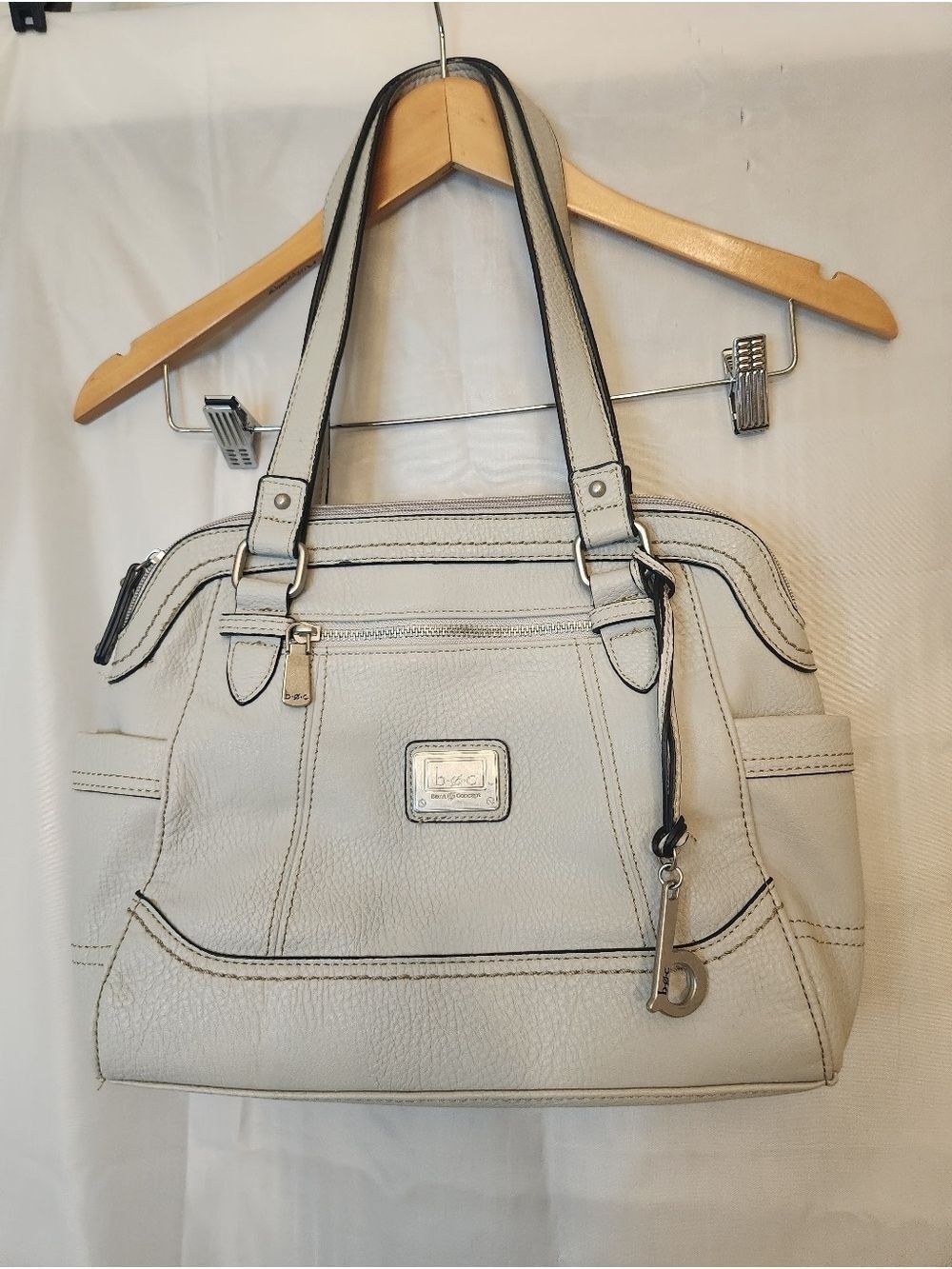 b.ø.c. Born Concept Brierly Satchel Dove Gray Faux Leather Shoulder Bag Neutral